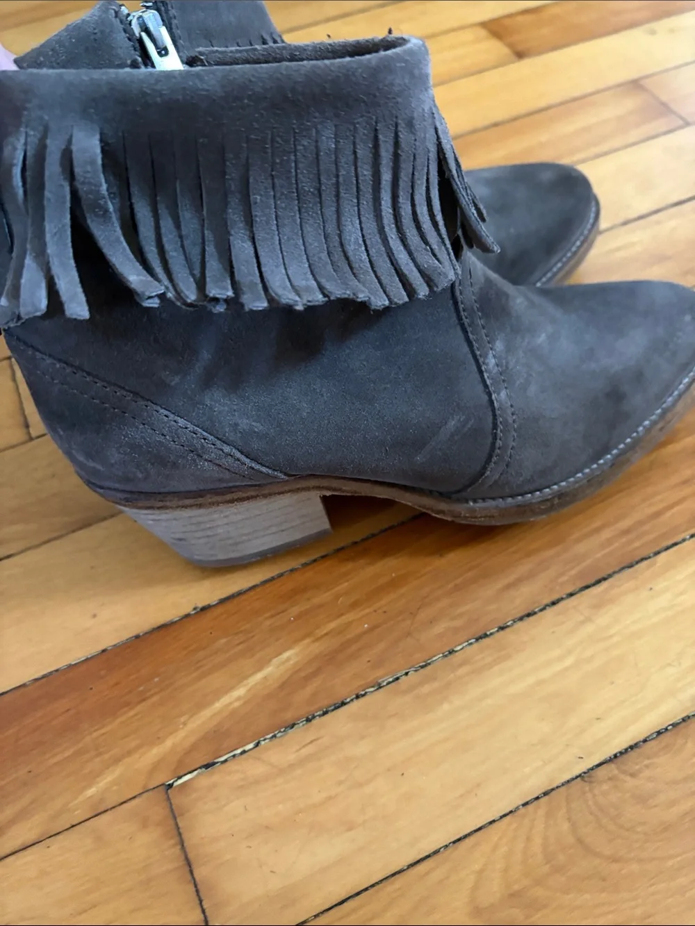 All Saints Brown Suede Fringe Ankle Boots